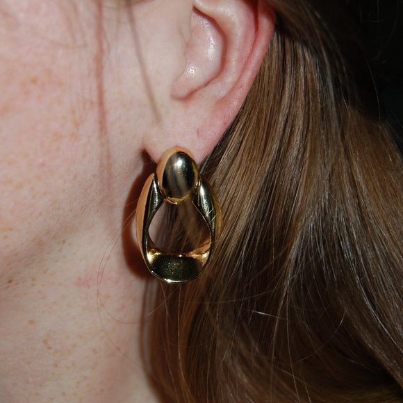Vintage 80's gold drop earrings - Picture 3 of 7